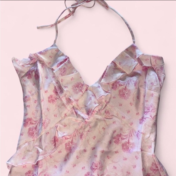BRAND NEW LOVESHACKFANCY VICTORIA SECRETS Pink Ruffle Halter Midi Dress - Picture 2 of 8
